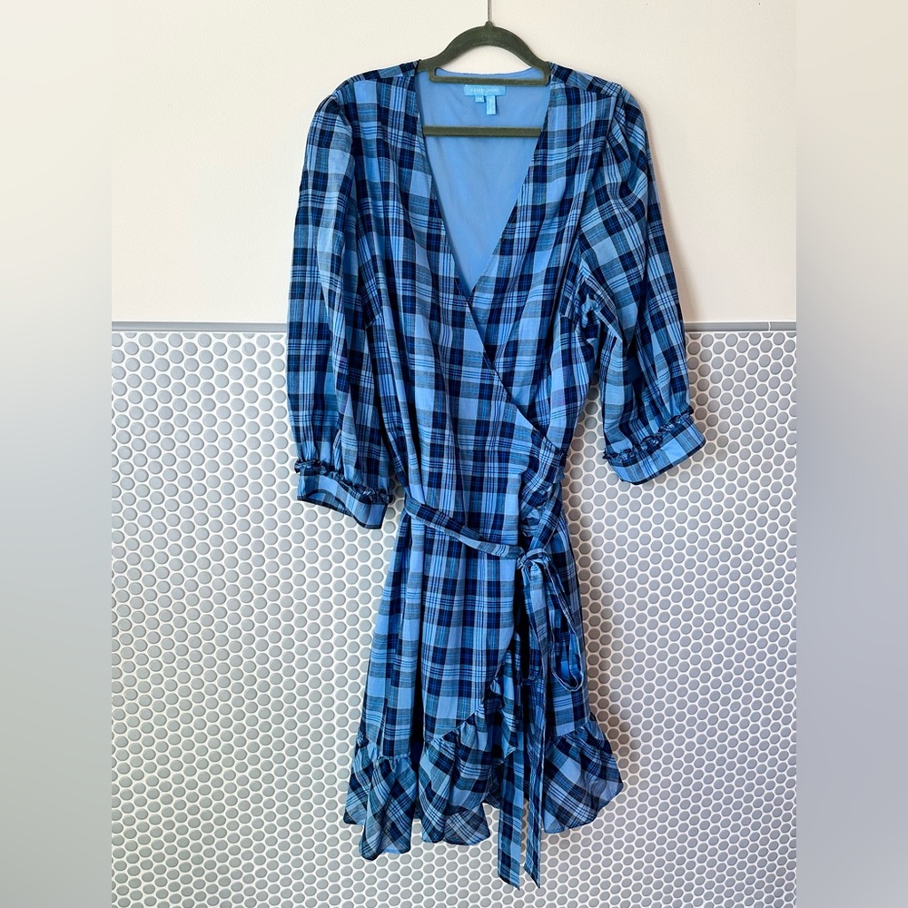 Great Condition SZ 16 Draper James - Midnight Plaid Reba Wrap Dress
